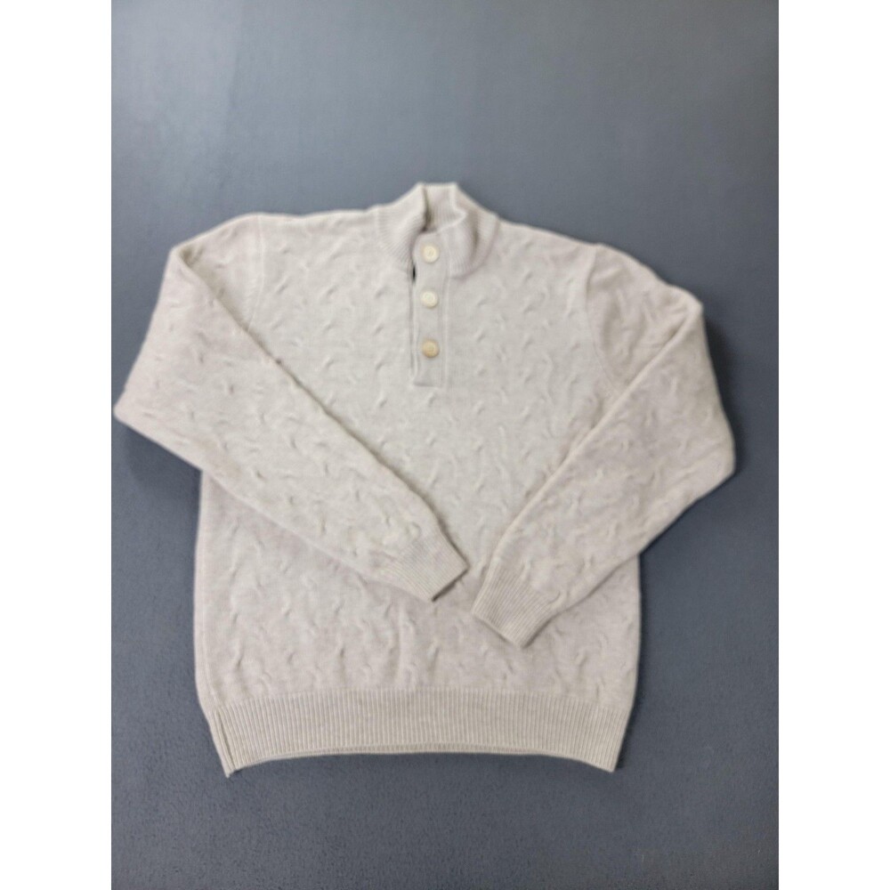 Singer‎ + Sargent Sweater Mens Medium Gray 100% Merino Wool Henley Pullover